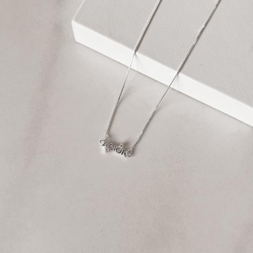 Colar entremeio amor com zircônias 17mm v12 40cm