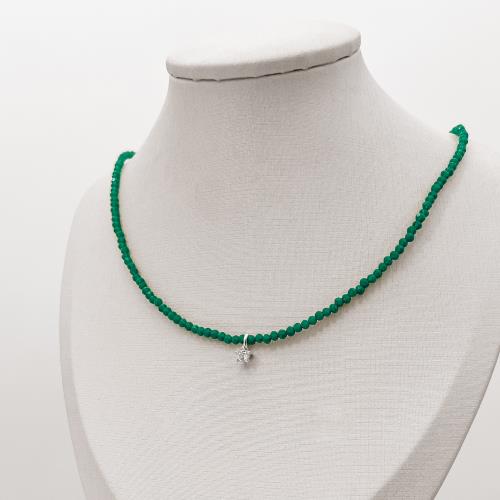 Colar cristal turquesa escuro 3mm pingente estrela com zircônia 5mm 40+5cm