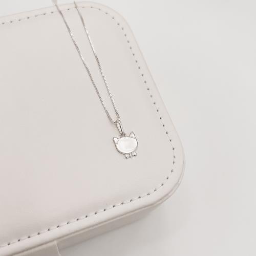 Colar pingente gato detalhe zircônia 11mm 45cm