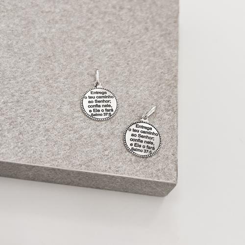 Pingente medalha Salmo 37:5 envelhecido 15mm