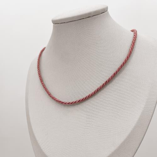 Choker cordão trançado rosa 2mm 40+5cm