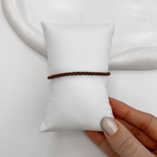 Pulseira cordão trançado marrom 2mm 16cm com alongadora