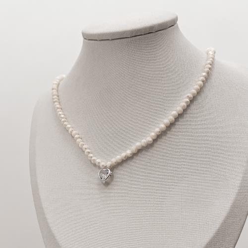 Choker cristal off irisado 4mm pingente zircônia coração cristal 8mm 40+5cm