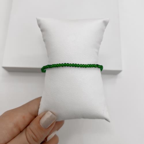Pulseira cristal verde transparente 3mm 16cm com alongadora