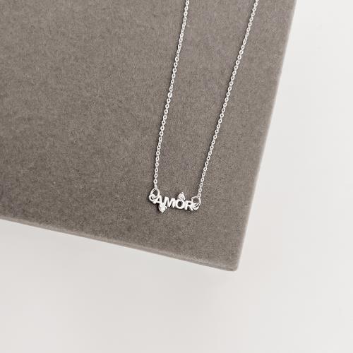 Colar entremeio amor com zircônias 17mm corrente cadeadinho 40+5cm
