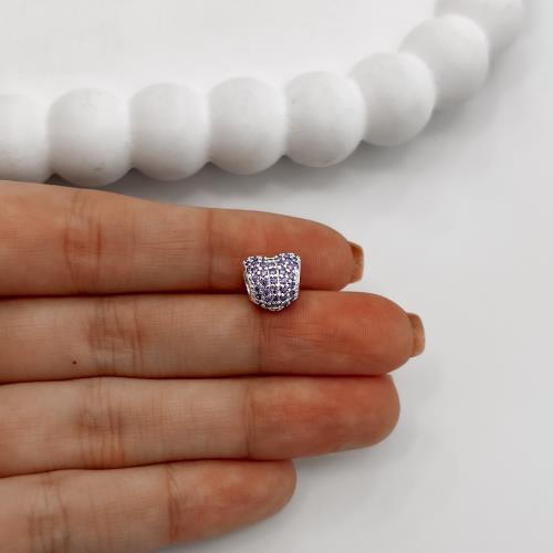 Berloque separador coração cravejado lilás 10mm