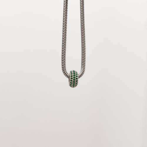 Berloque separador triplo cravejado verde 10mm