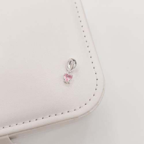Berloque pingente zircônia coração rosa 5mm