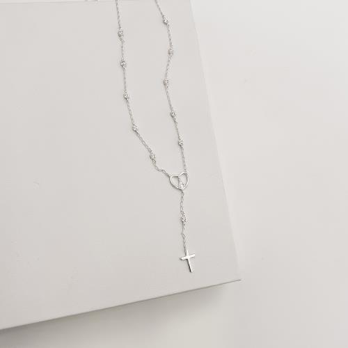 Colar coração Nsa. Sra. Aparecida terço com zircônias 45cm com alongadora