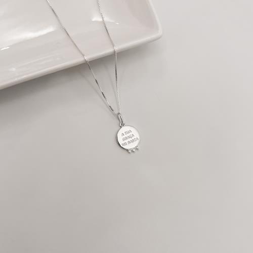 Colar pingente medalha a tua graça me basta 14mm com zircônias 45cm