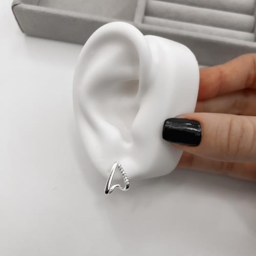 Brinco gota vazada fio liso e cravejado 14mm