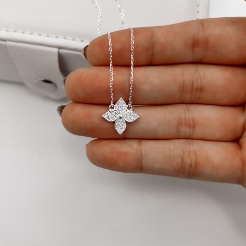 Colar entremeio flor cravejada 15mm 40+5cm