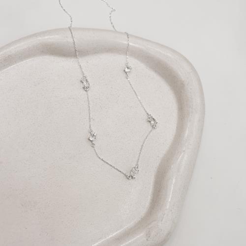 Colar entremeios zircônias gota e redonda 7mm 40+5cm