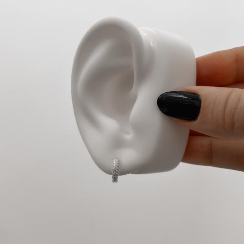 Argola click 11mm frente e verso cravejado triplo