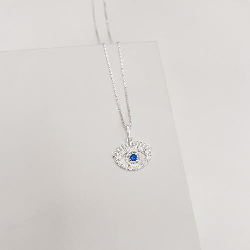 Colar pingente olho cravejado 17mm 45cm