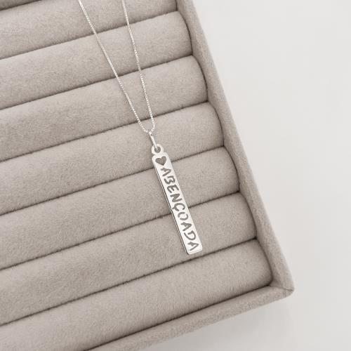 Colar pingente placa abençoada 35mm 45cm