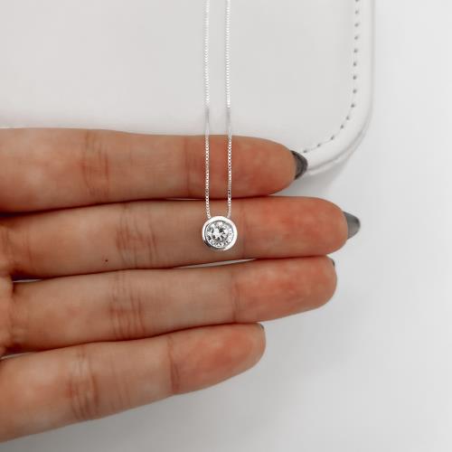 Colar zircônia cristal embutida 6mm 45cm