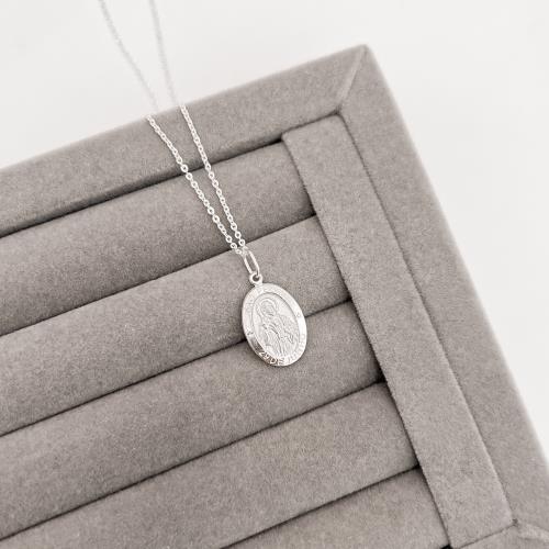 Colar pingente medalha dupla face São Pedro e cruz 16mm corrente cadeadinho 45cm