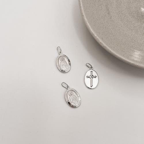 Pingente medalha dupla face Santa Edwiges e cruz 16mm 