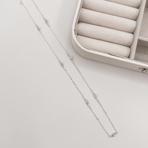 Colar entremeios zircônias navetes 6mm corrente cartier 45cm