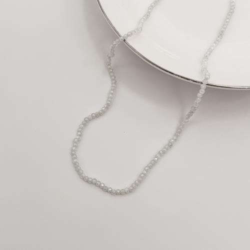 Choker zircônia redonda facetada off white 2mm com alongadora