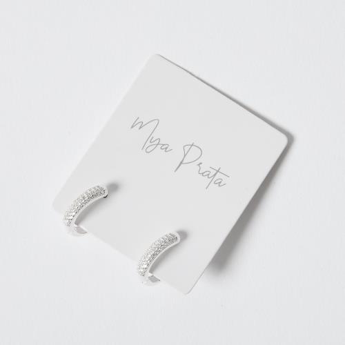 Argola click 13mm triplo cravejado cristal