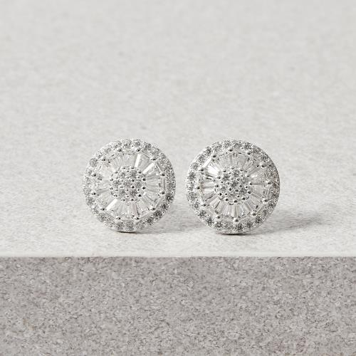 Brinco botão cravejado 14mm