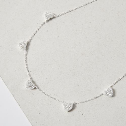 Colar entremeio corações vazados cravejados 8mm 40+5cm