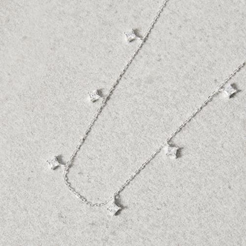 Colar pingentes zircônia losango 3mm corrente cadeado 40+5cm