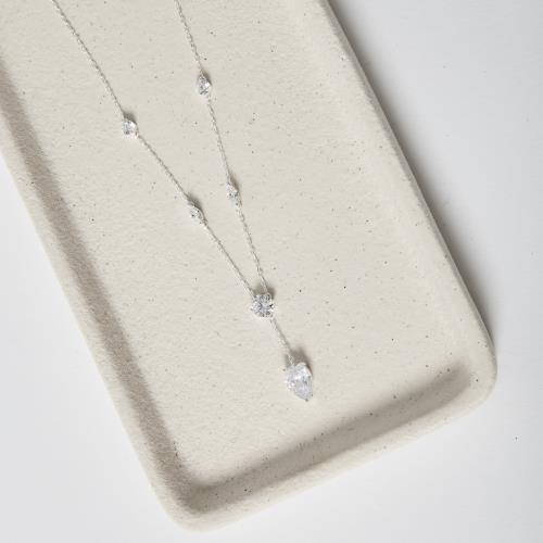 Colar entremeios zircônia redonda e navete com pingente zircônia gota 11mm 40+5cm