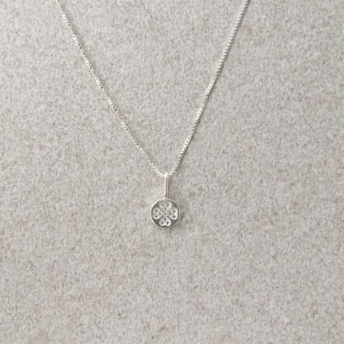 Colar pingente medalha trevo cravejado 6mm 40cm