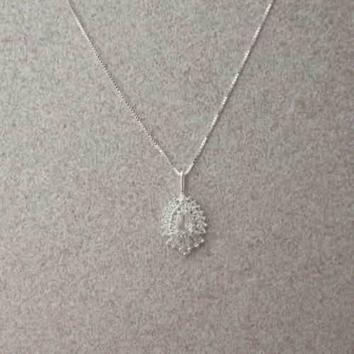 Colar pingente gota toda cravejada 15mm 45cm