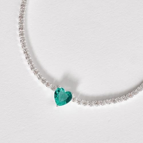 Pulseira Riviera 2.1 com zircônia coração turmalina 16+4cm