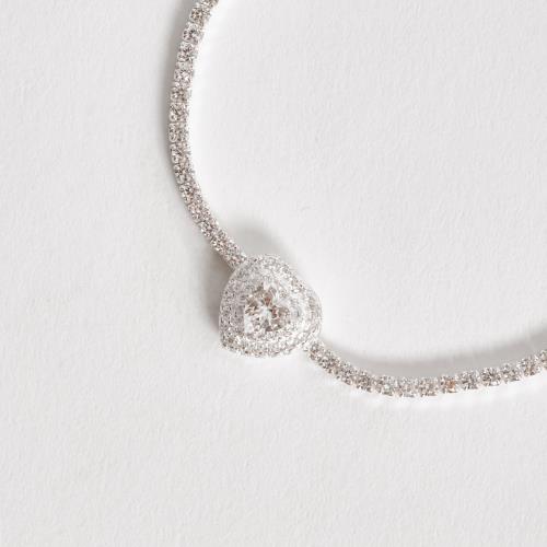 Pulseira Riviera 2.1 zircônia coração com cravejado 16+4cm