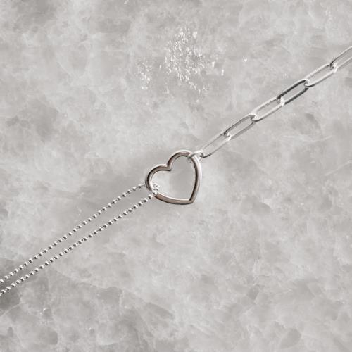 Pulseira entremeio coração vazado 14mm correntes bolinhas e cartier 15+5cm