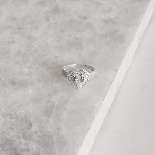 Anel zircônia coração todo cravejado