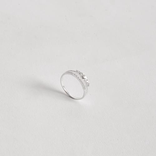 Anel fio triplo coração com zircônias, bolinhas e meia aliança