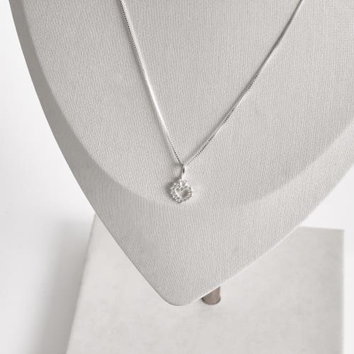 Colar pingente coração vazado todo cravejado 8mm 40cm