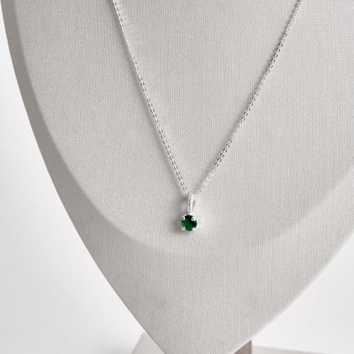 Colar pingente zircônia redonda esmeralda 5mm elo cravejado corrente cadeadinho 40cm