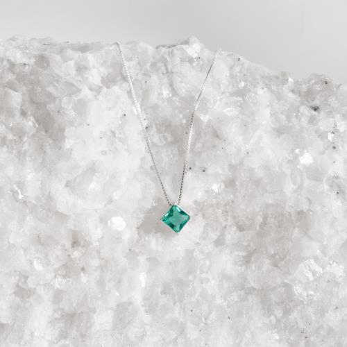 Colar zircônia losango acqua 10mm 45cm