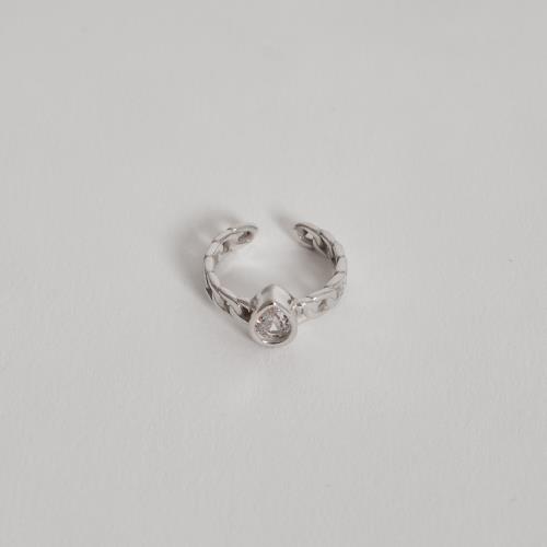 Anel aberto corrente com zircônia gota