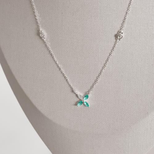 Colar entremeios zircônias e flor cristal e turmalina 9mm corrente cadeado 40+5cm