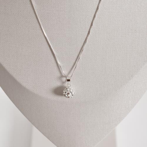 Colar pingente bola cravejada 8mm 45cm