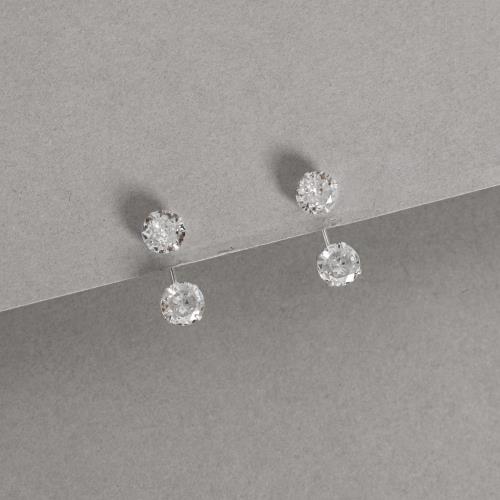 Brinco duas zircônias cristal 6mm