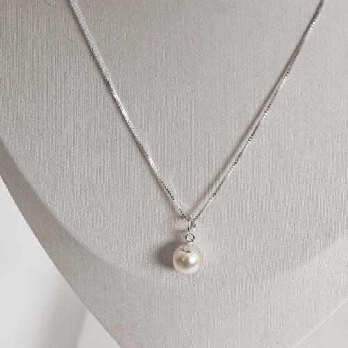 Colar pingente pérola sintética 8mm 40cm