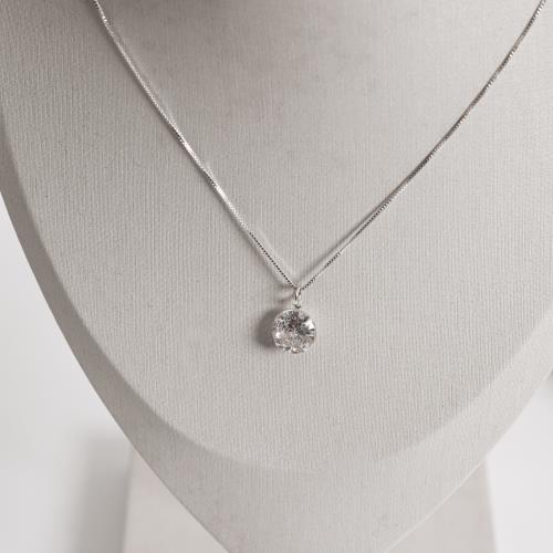 Colar pingente zircônia redonda 10mm 45cm