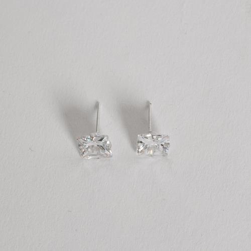 Brinco zircônia quadrada cristal 7mm