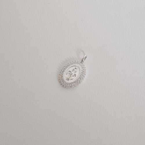 Pingente medalha Nsa. Sra. das Graças borda cravejada 21mm