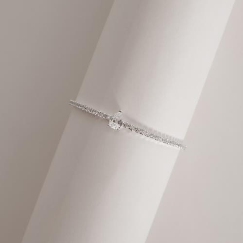 Pulseira Riviera 2mm detalhe zircônia gota 16+4cm