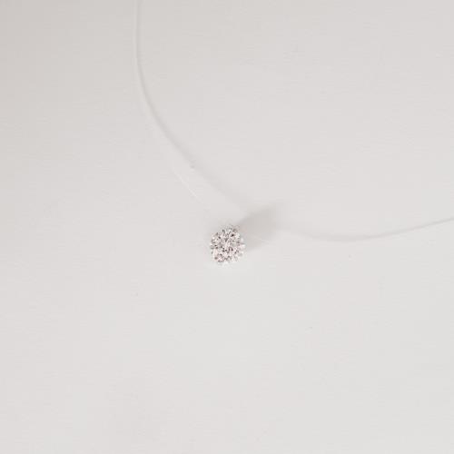 Colar nylon moissanite 6.5mm 40+5cm ródio